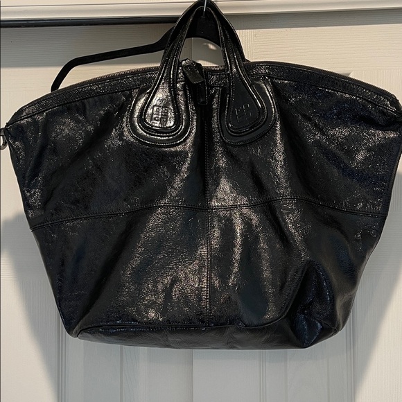 Givenchy Signature Top Handle Black Patent LeatherBag Some Wear 19x15” No Strap - Picture 1 of 13